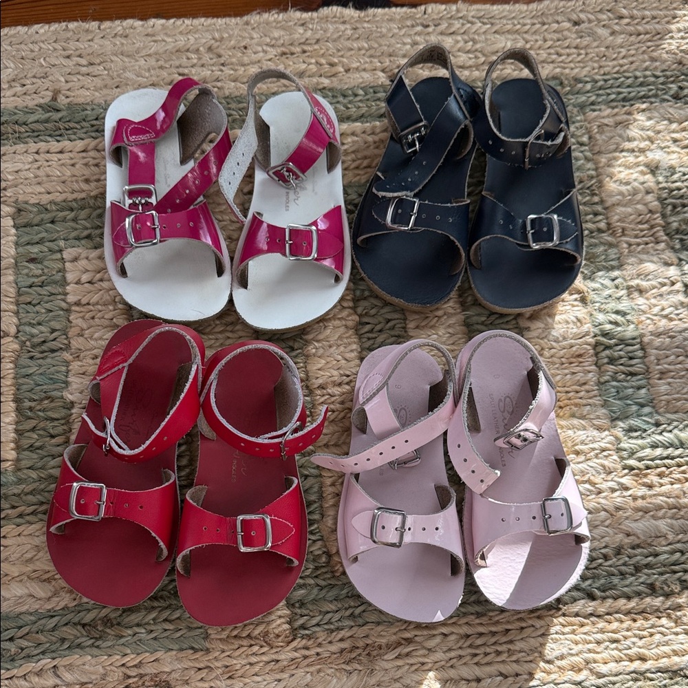 Sun San Sandals - Pink, Red, and Navy